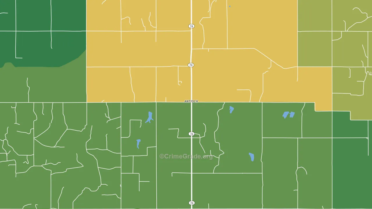 Antioch, OK Map of Assault Rates