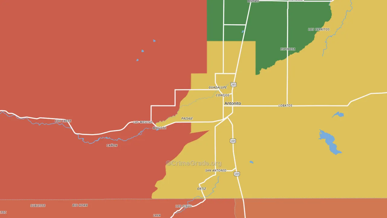 Antonito, CO Map of Assault Rates