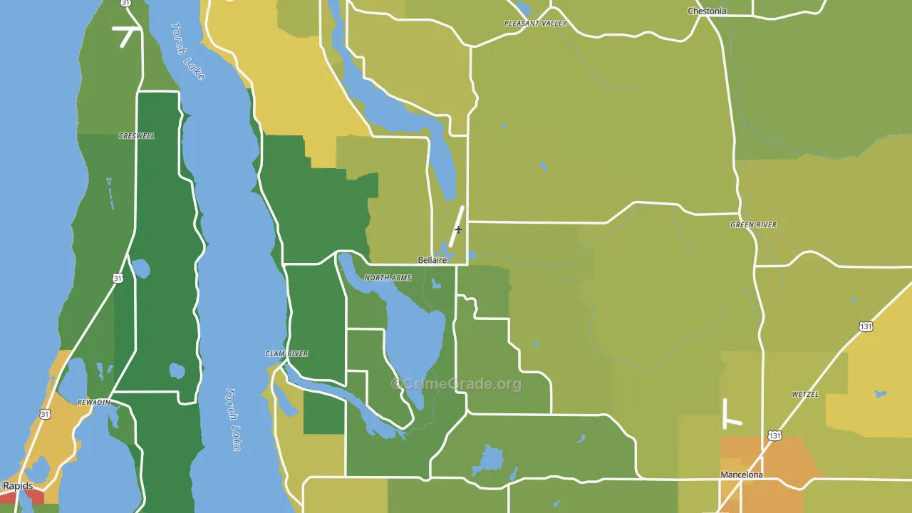Antrim County, MI Map of Assault Rates