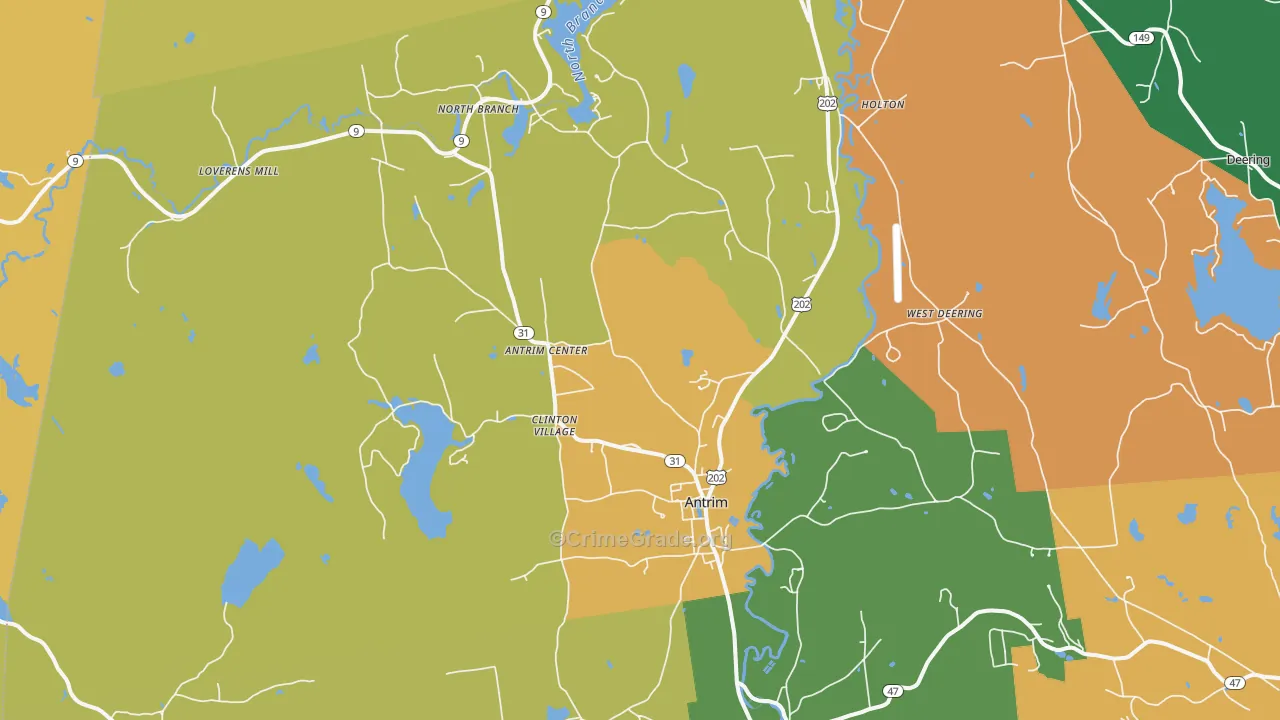 Antrim, NH Map of Assault Rates