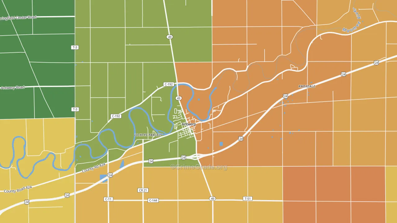 Antwerp, OH Map of Assault Rates