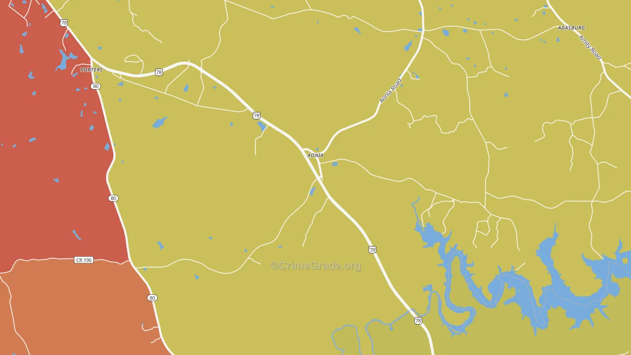Aonia, GA Map of Assault Rates
