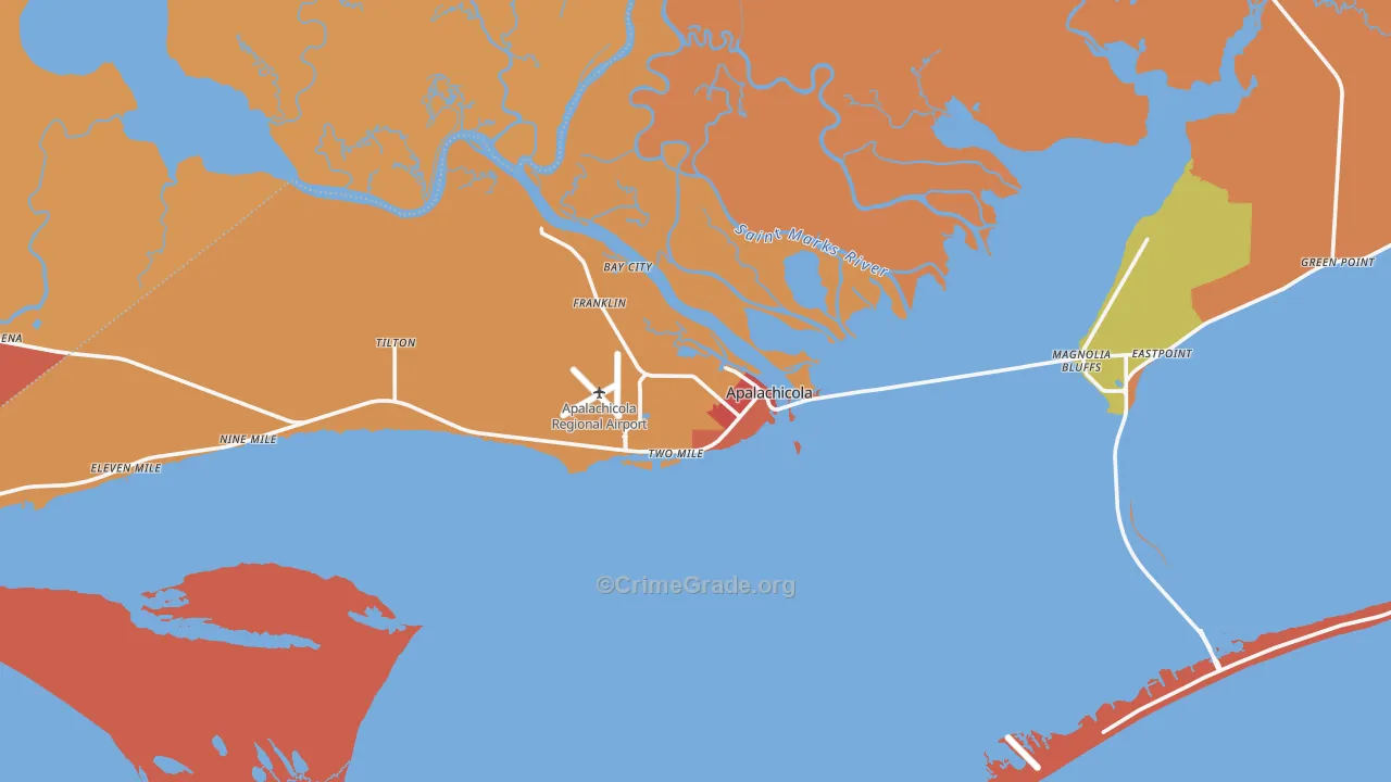 Apalachicola, FL Map of Assault Rates