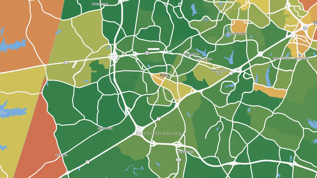Apex, NC Map of Assault Rates