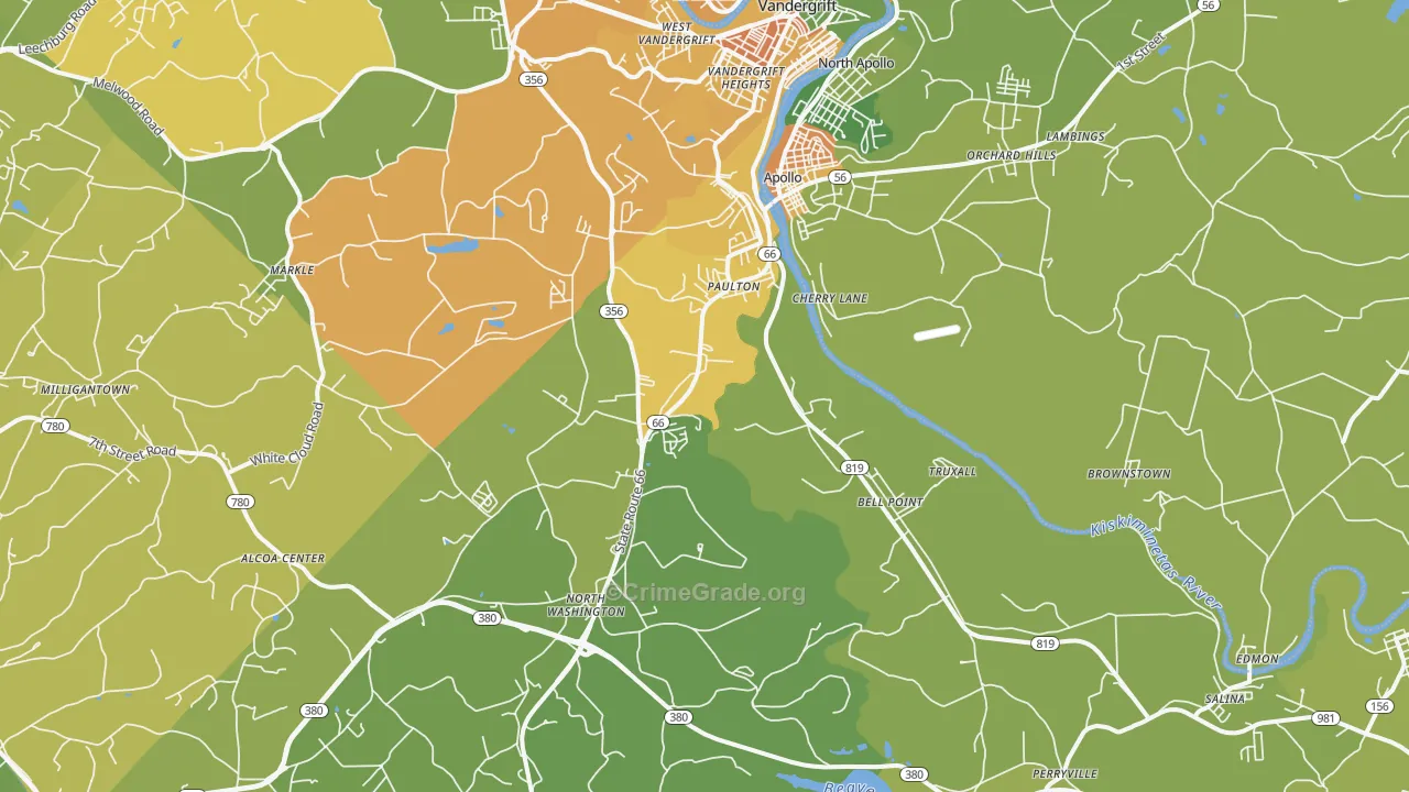 Apollo, PA Map of Assault Rates