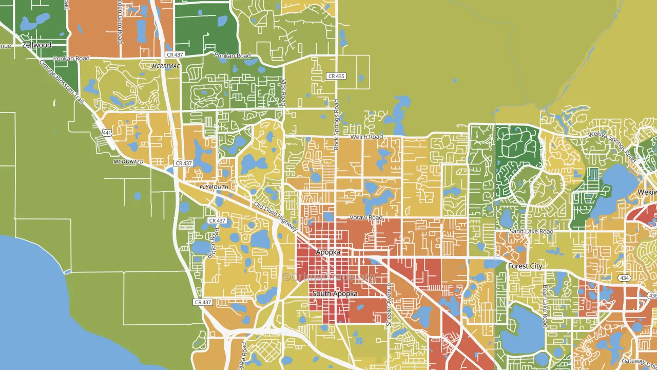 Apopka, FL Map of Assault Rates