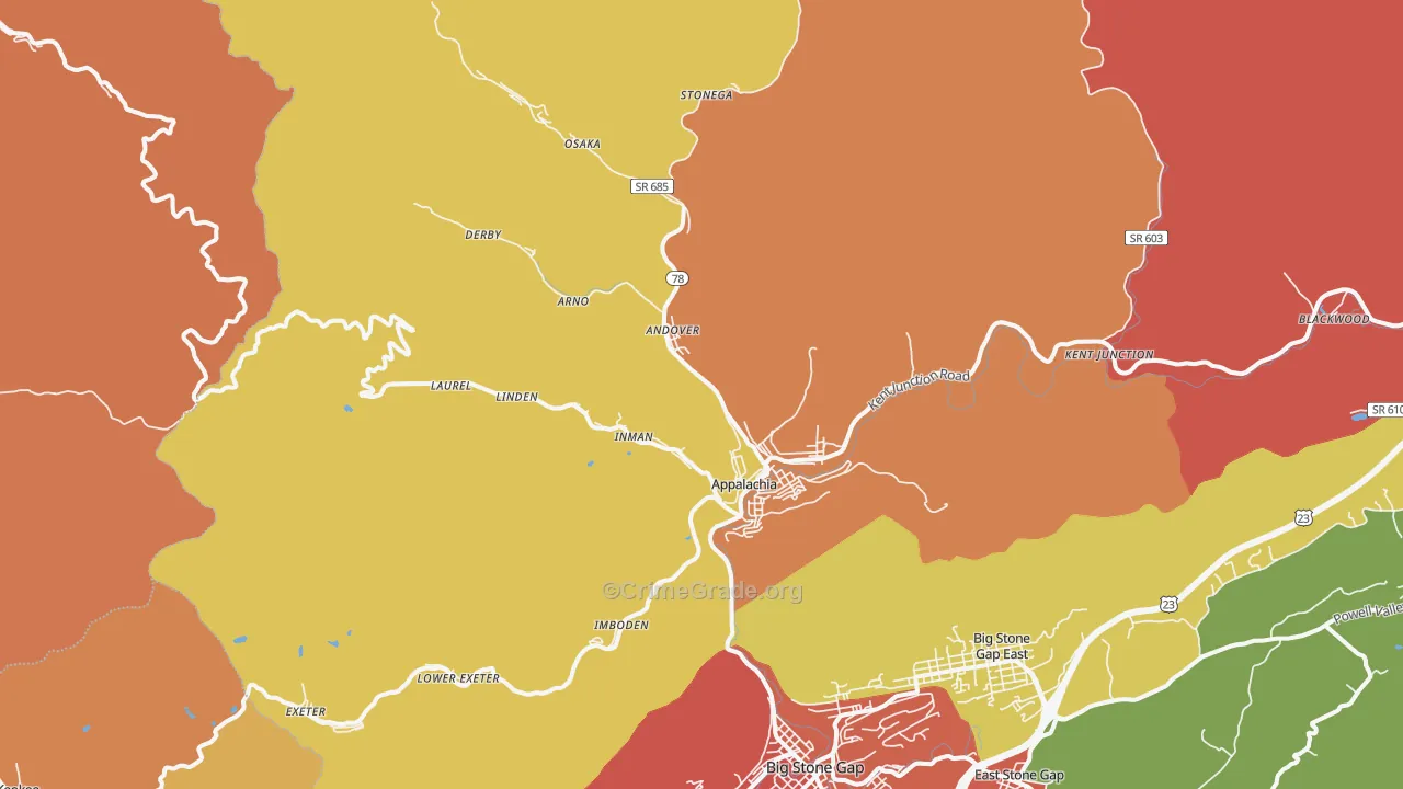 Appalachia, VA Map of Assault Rates