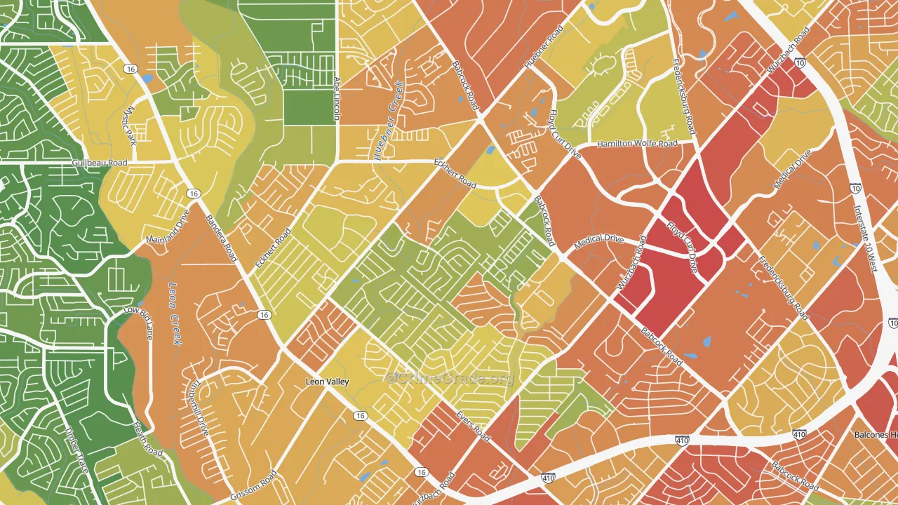 Apple Creek, San Antonio, TX Map of Assault Rates