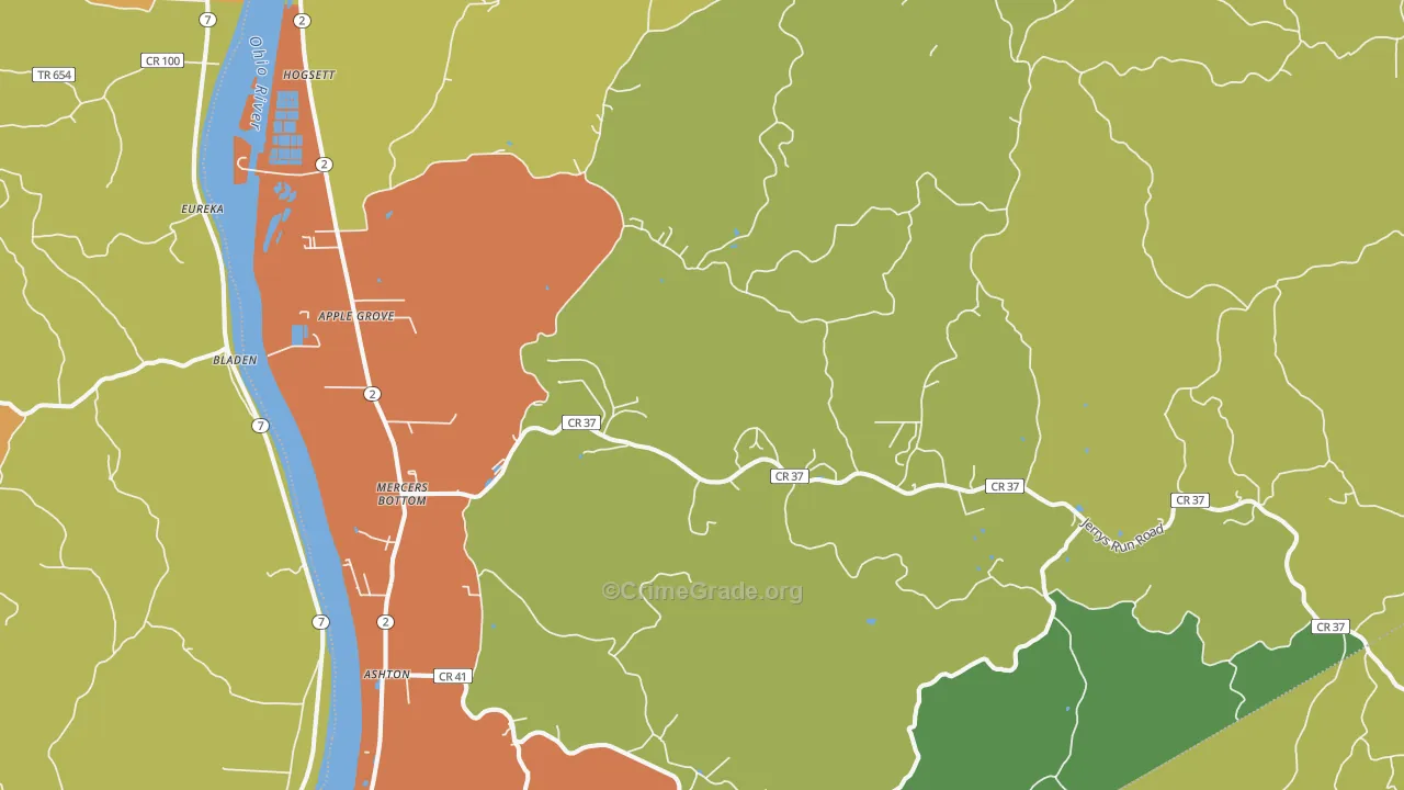 Apple Grove, WV Map of Assault Rates