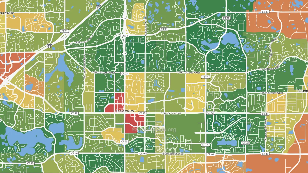Apple Valley, MN Map of Assault Rates