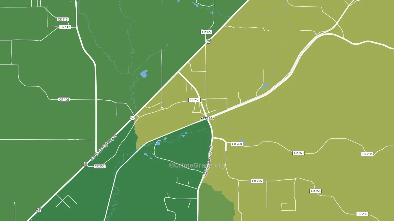 Appleby, TX Map of Assault Rates