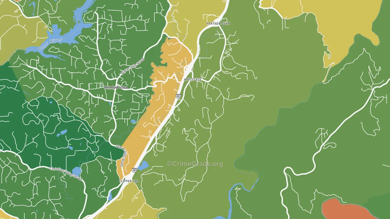 Applegate, CA Map of Assault Rates