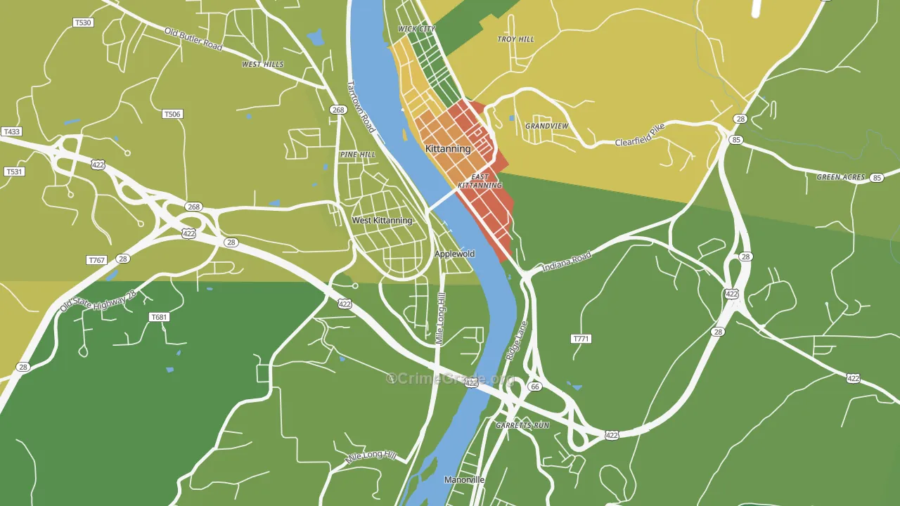 Applewold, PA Map of Assault Rates