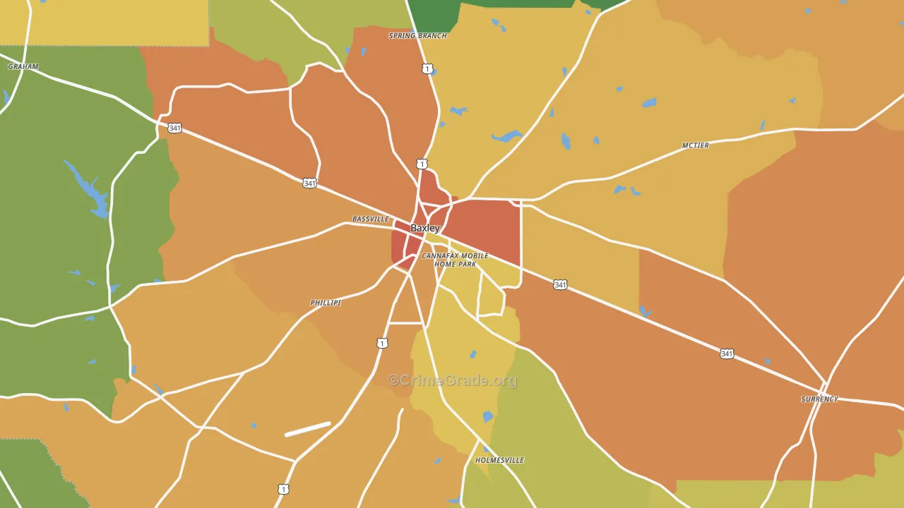 Appling County, GA Map of Assault Rates