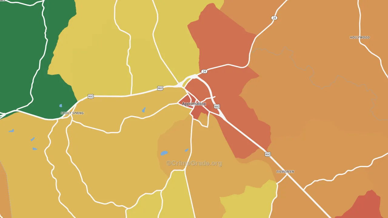 Appomattox, VA Map of Assault Rates