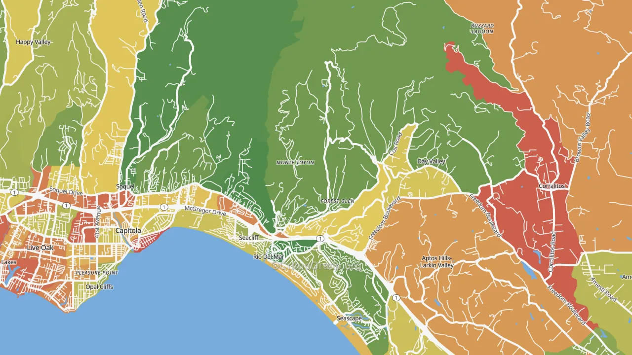 Aptos, CA Map of Assault Rates