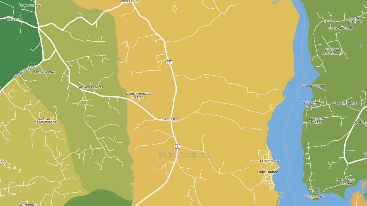 Aquasco, MD Map of Assault Rates