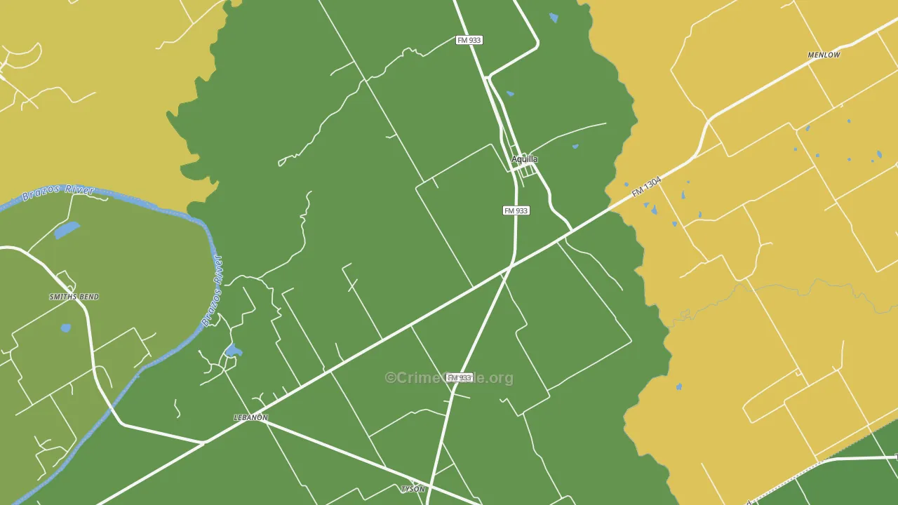 Aquilla, TX Map of Assault Rates