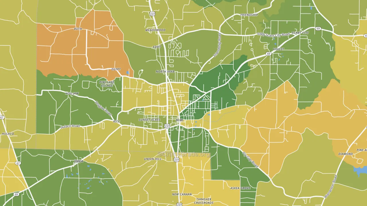 Arab, AL Map of Assault Rates