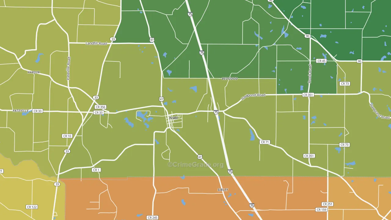 Arabi, GA Map of Assault Rates