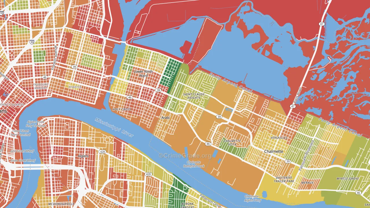 Arabi, LA Map of Assault Rates