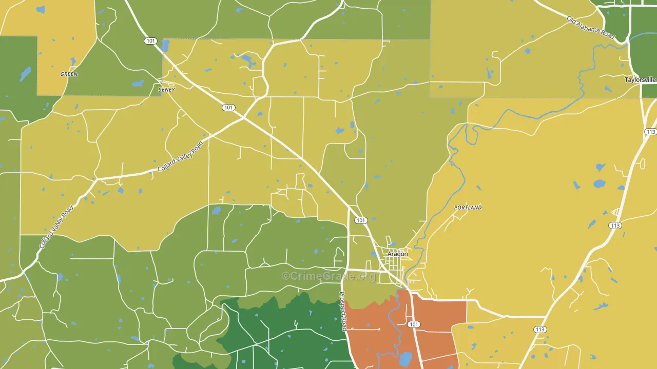 Aragon, GA Map of Assault Rates