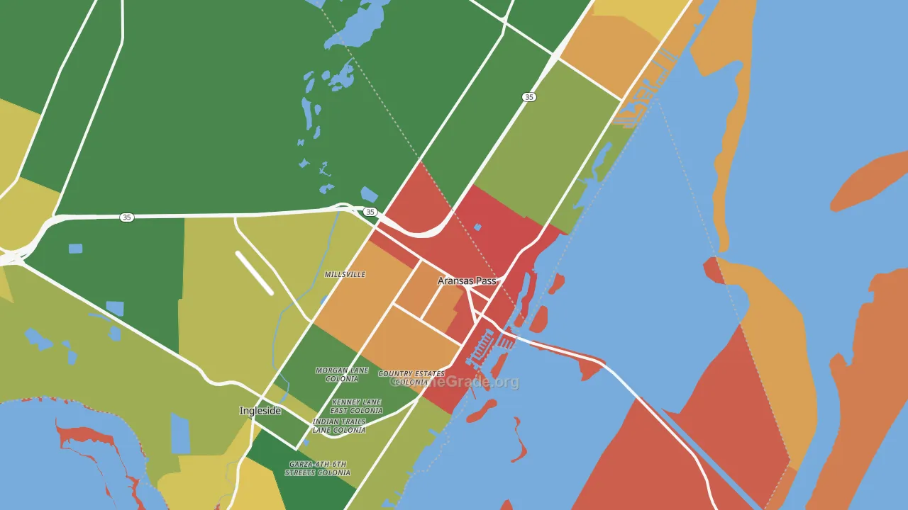 Aransas Pass, TX Map of Assault Rates