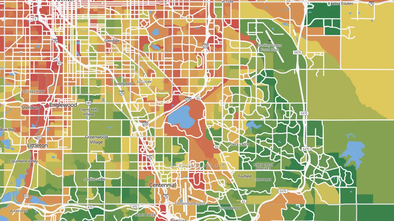 Arapahoe County, CO Map of Assault Rates