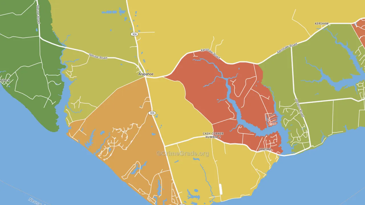 Arapahoe, NC Map of Assault Rates