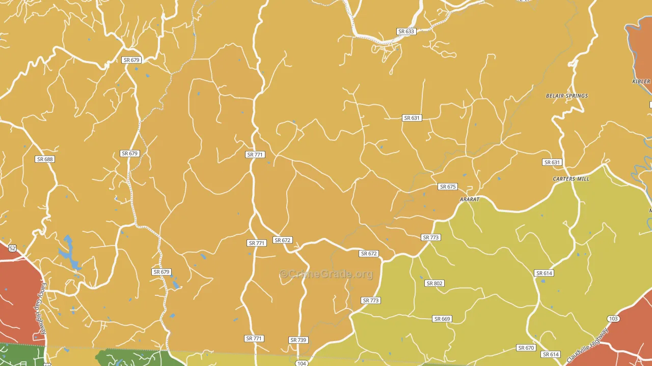 Ararat, VA Map of Assault Rates