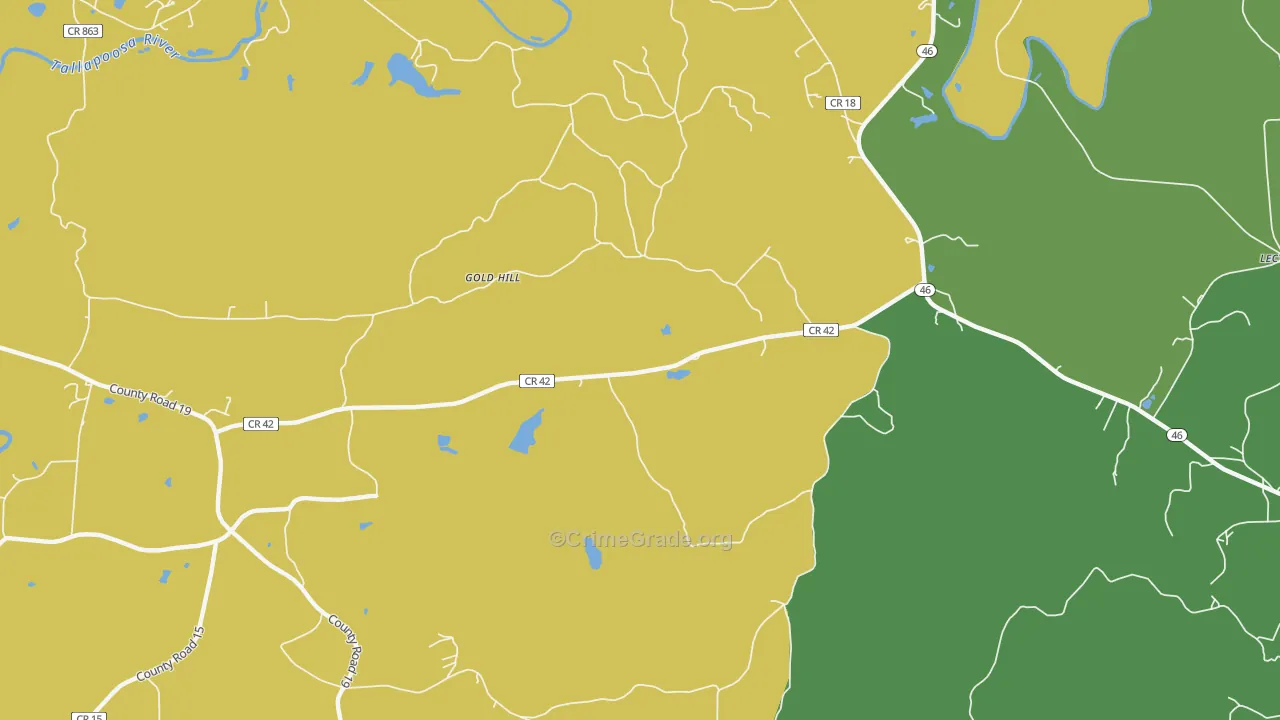 Arbacoochee, AL Map of Assault Rates