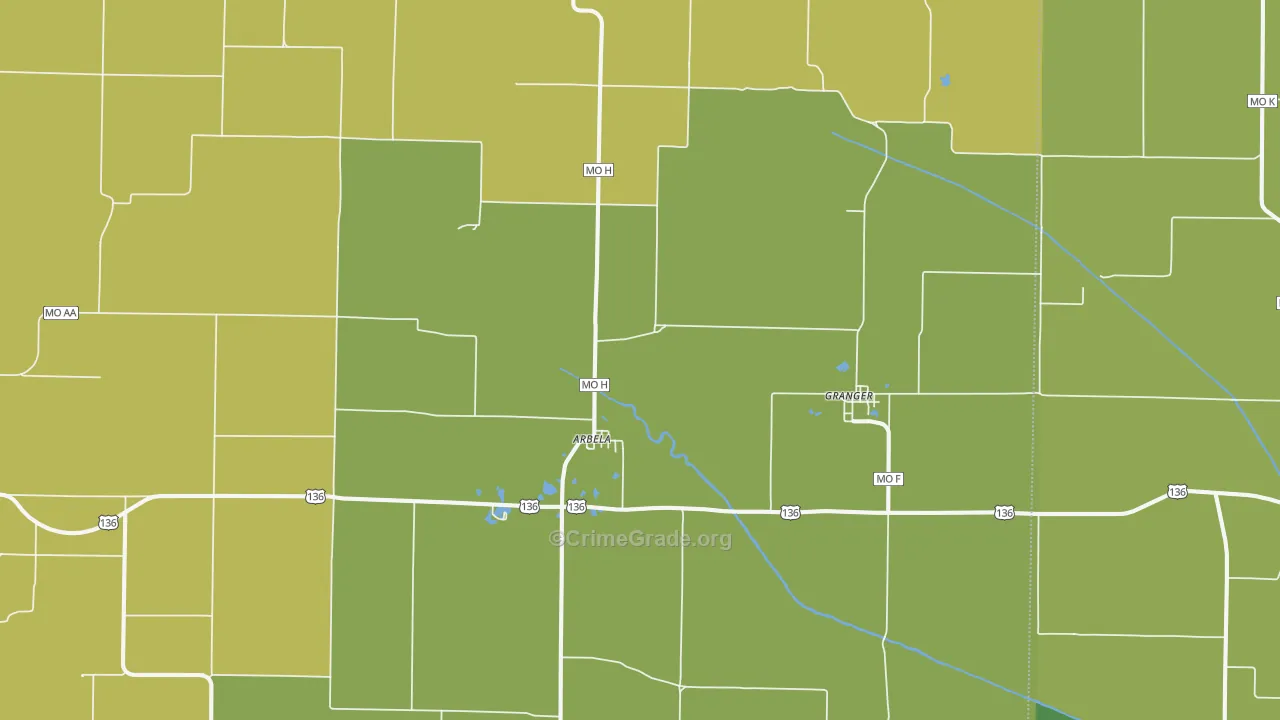 Arbela, MO Map of Assault Rates