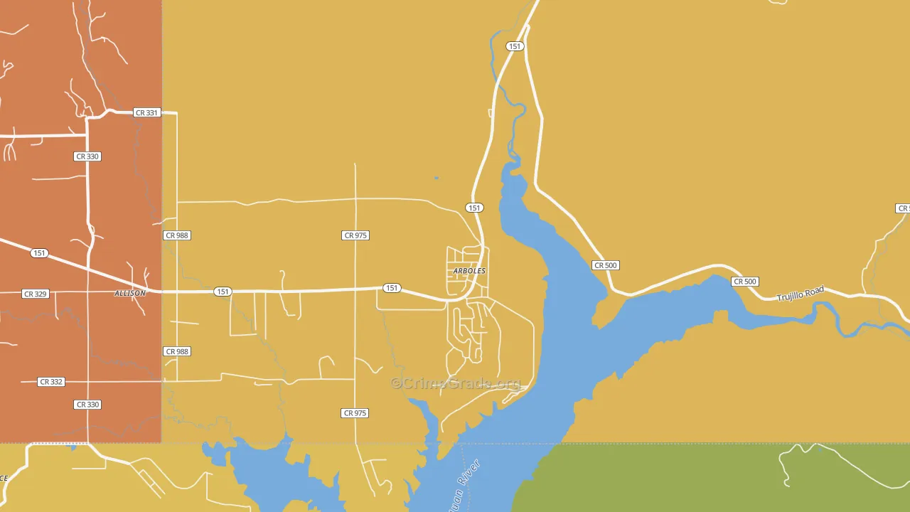 Arboles, CO Map of Assault Rates