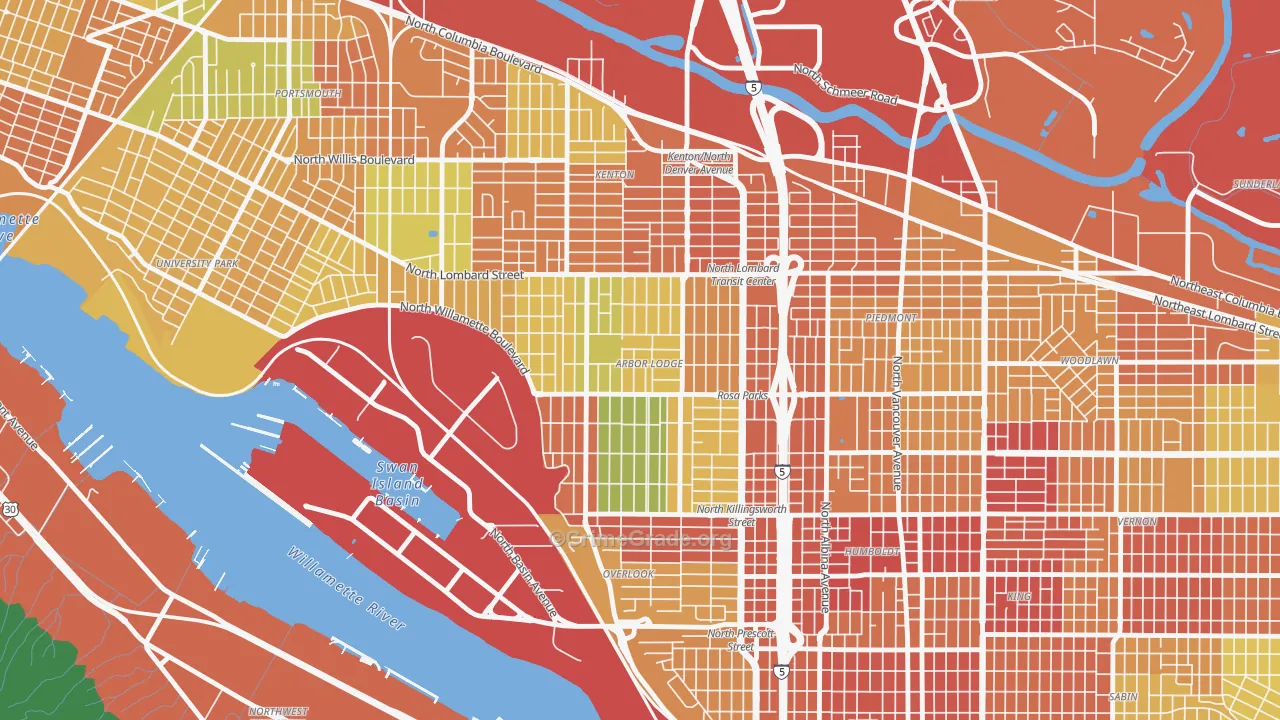 Arbor Lodge, Portland, OR Map of Assault Rates