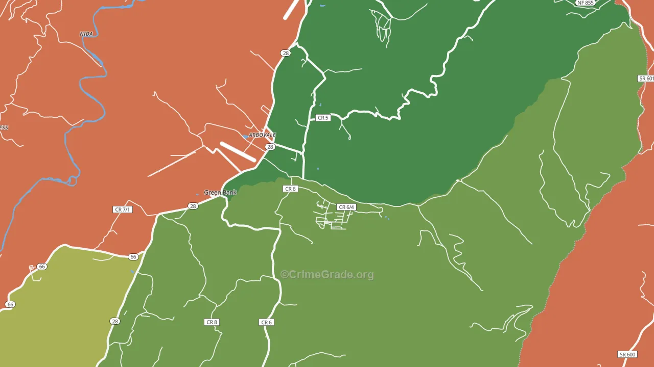 Arbovale, WV Map of Assault Rates