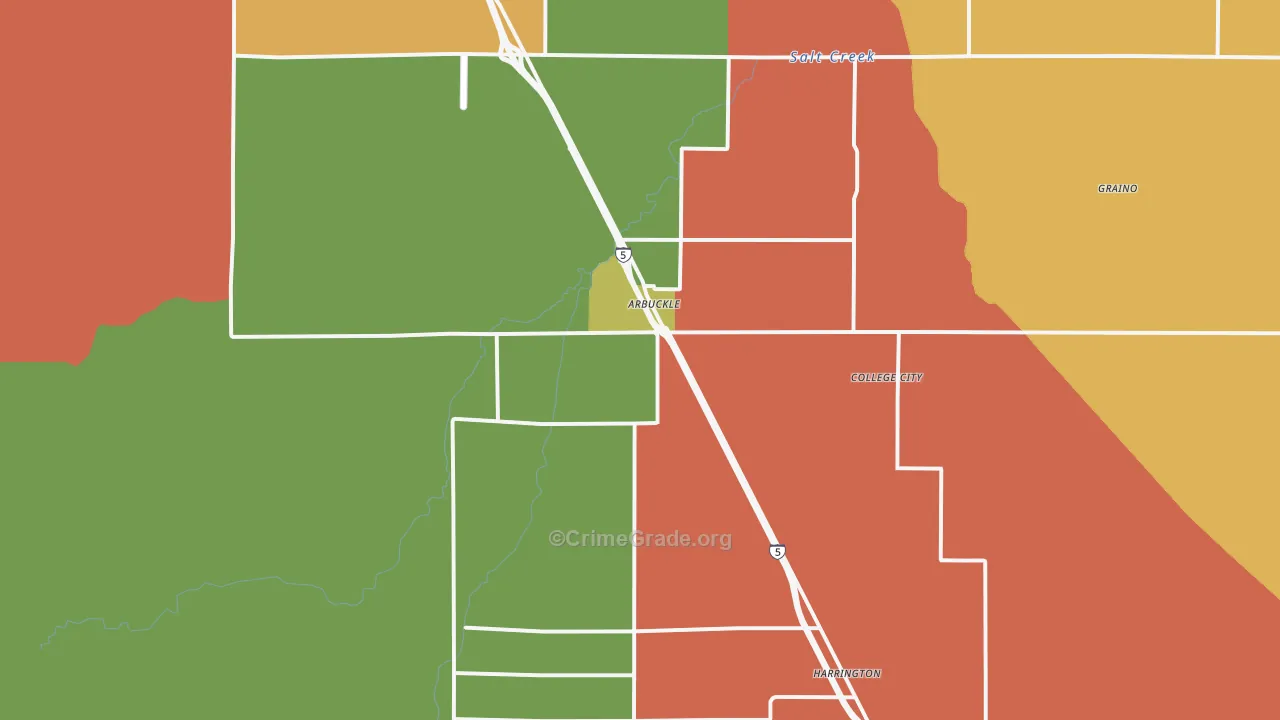Arbuckle, CA Map of Assault Rates