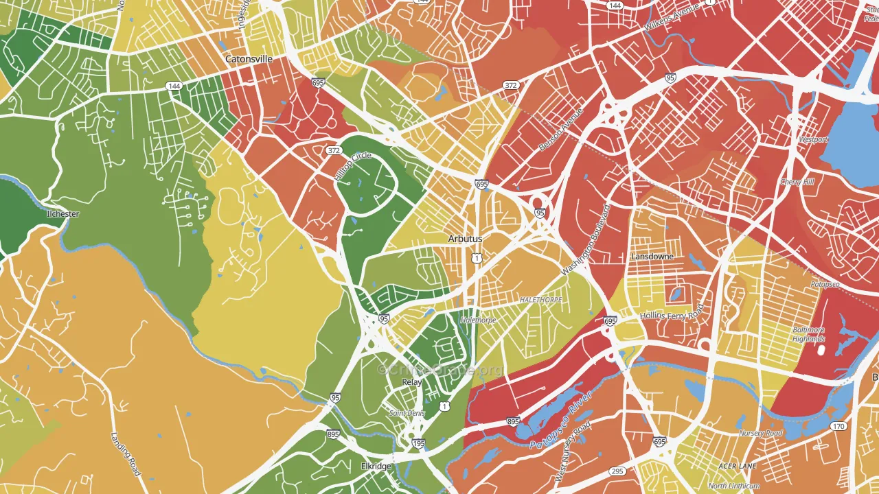 Arbutus, MD Map of Assault Rates