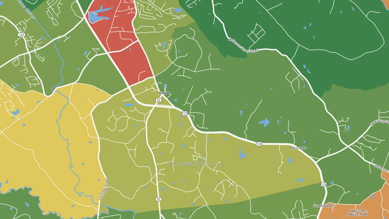 Arcade, GA Map of Assault Rates