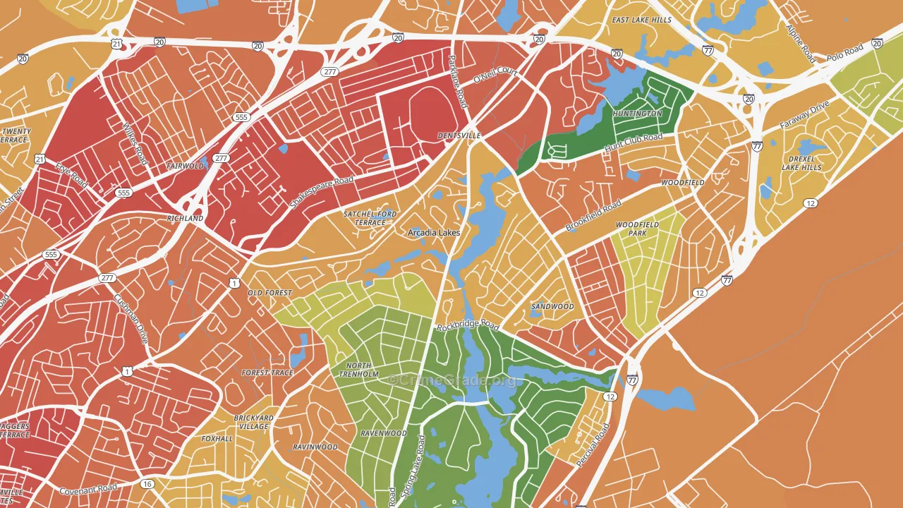Arcadia Lakes, SC Map of Assault Rates