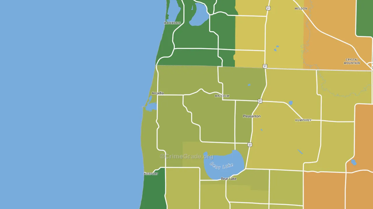 Arcadia, MI Map of Assault Rates