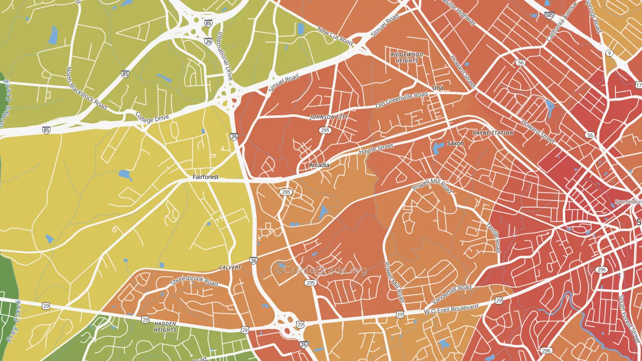 Arcadia, SC Map of Assault Rates