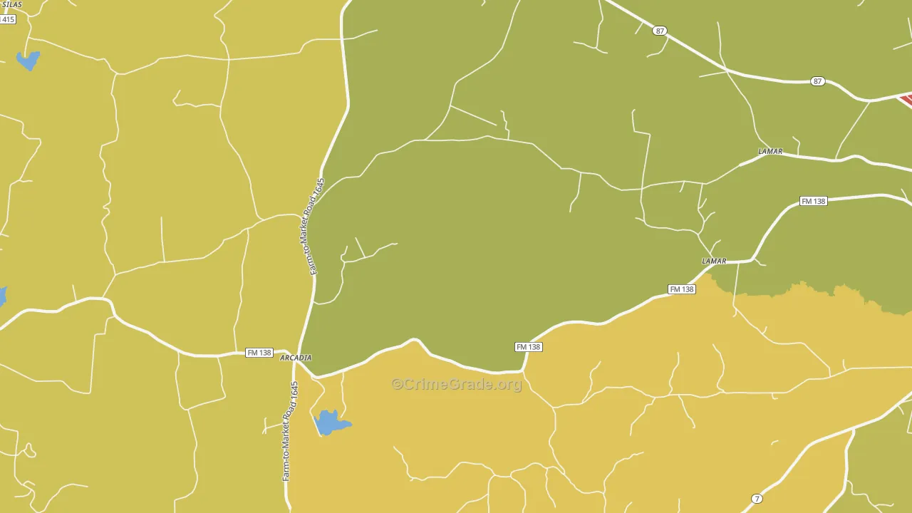 Arcadia, TX Map of Assault Rates