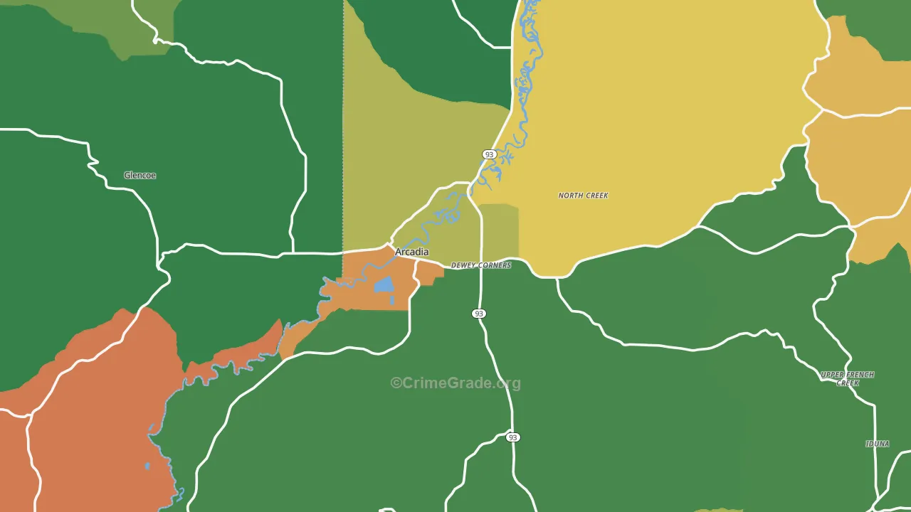 Arcadia, WI Map of Assault Rates