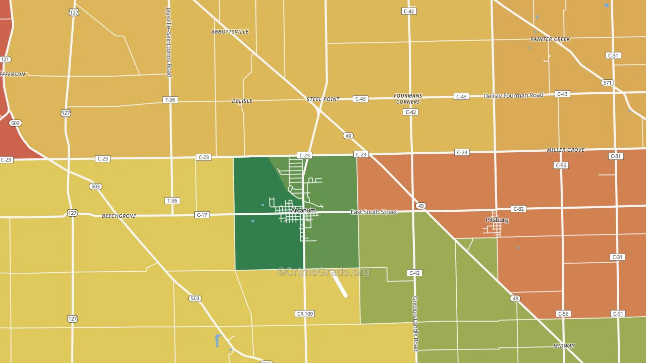 Arcanum, OH Map of Assault Rates