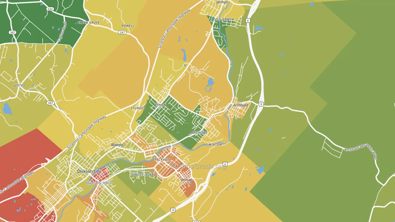 Archbald, PA Map of Assault Rates