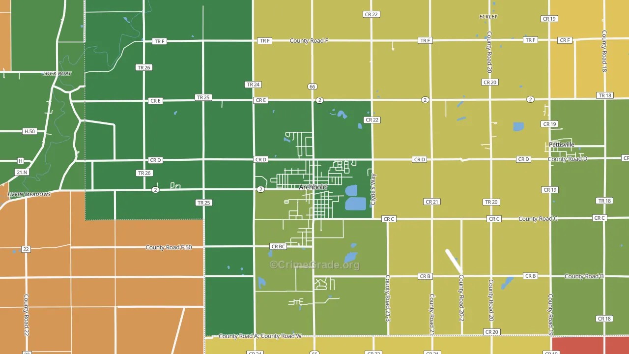 Archbold, OH Map of Assault Rates