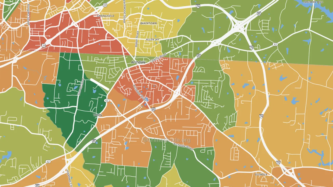 Archdale, NC Map of Assault Rates