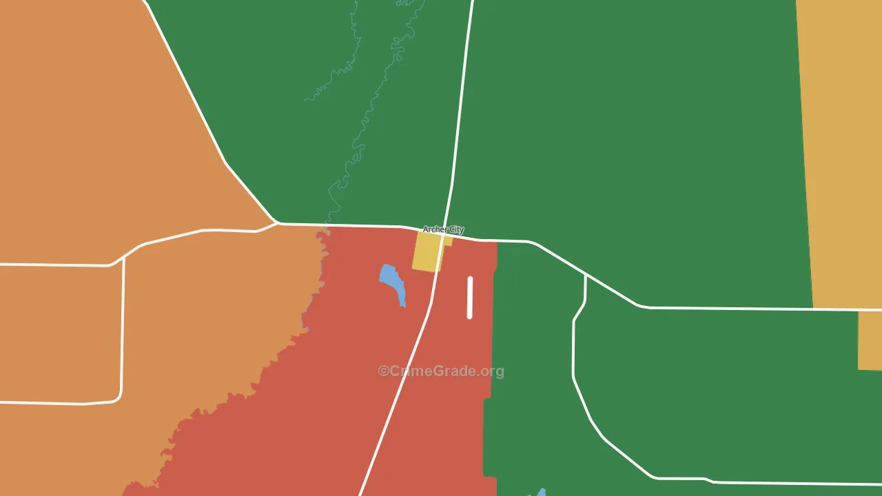 Archer City, TX Map of Assault Rates