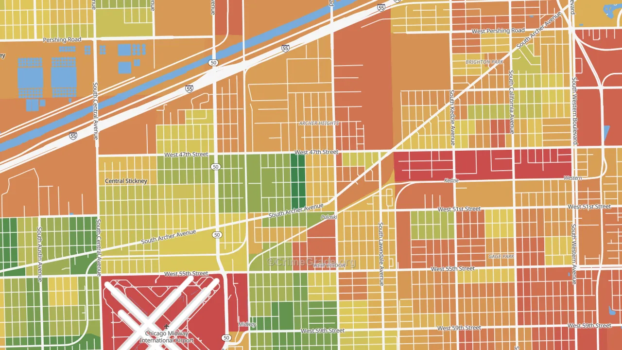 Archer Heights, Chicago, IL Map of Assault Rates