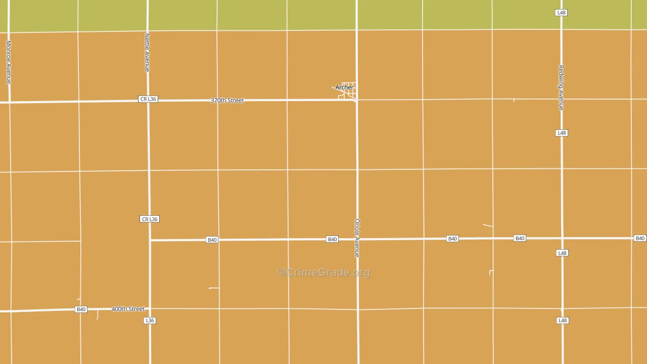 Archer, IA Map of Assault Rates
